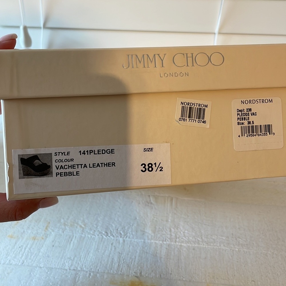 Jimmy Choo Vachette Leather Pebble Wedge Sandals Size 38 - Picture 8 of 15